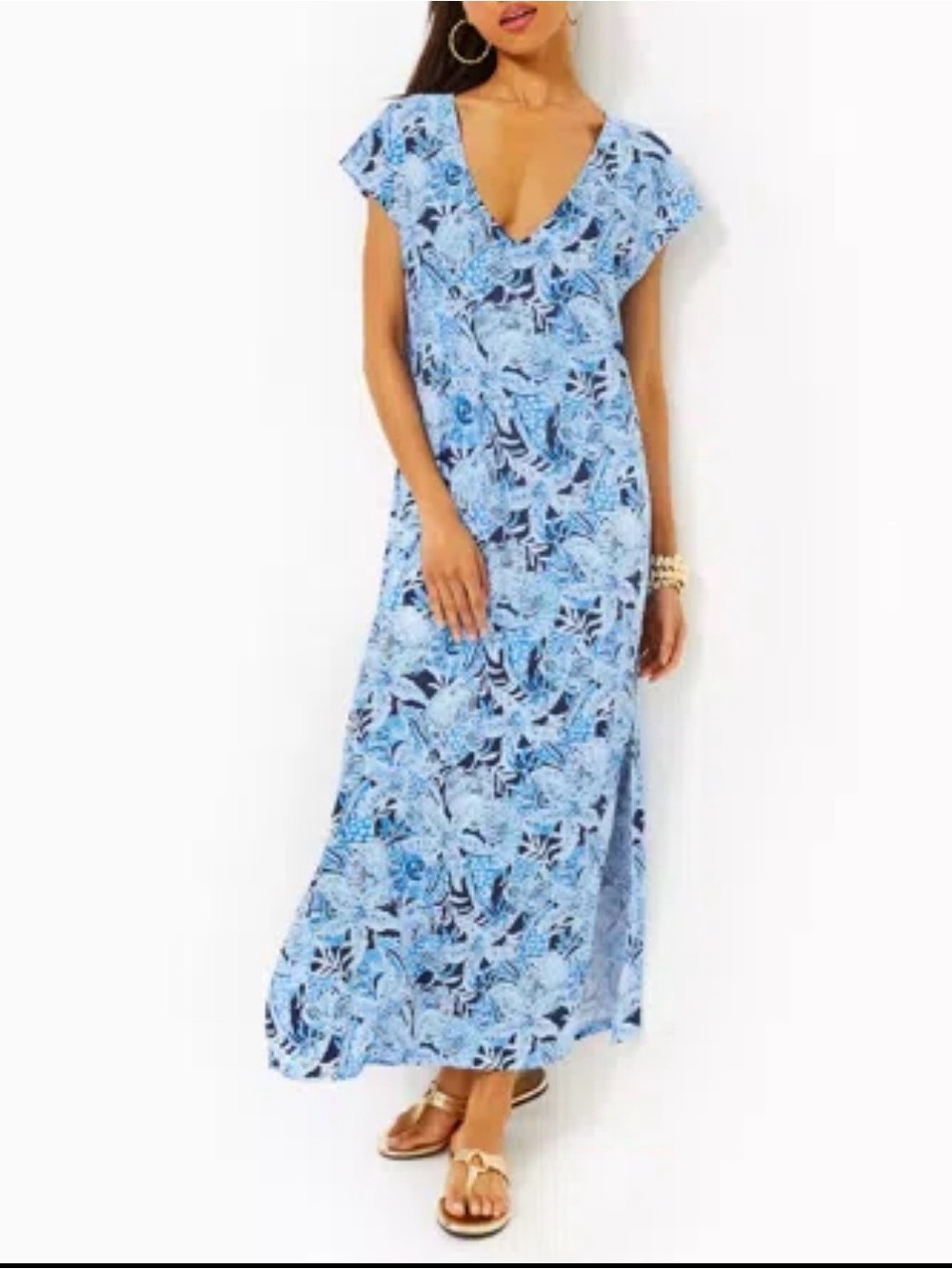 Lilly Pulitzer Talli Maxi Coverup Bonaire Blue Coastal Size XS - Fits S/M NEW